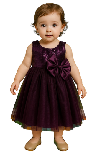 plum sequin party frock