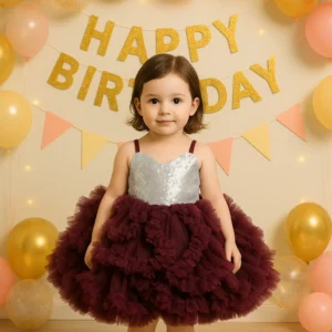 baby girl maroon sequin birthday dress
