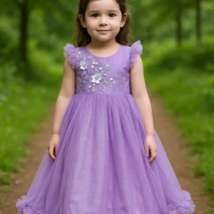 lavender ruffle party dress for girls
